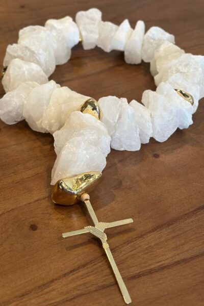 CRUCIFIXO QUARTZO BRANCO - COLAR